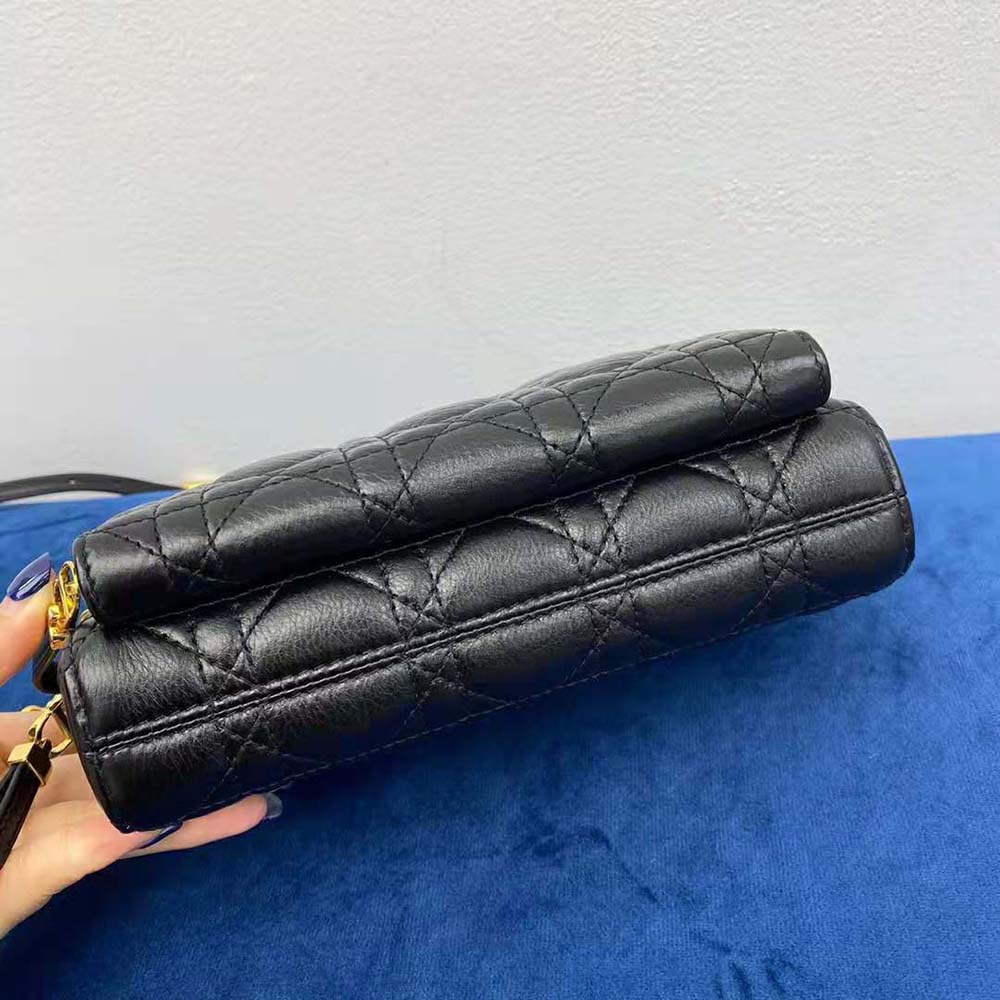 TÚI Dior Women Caro Double Pouch Black Supple Cannage Calfskin