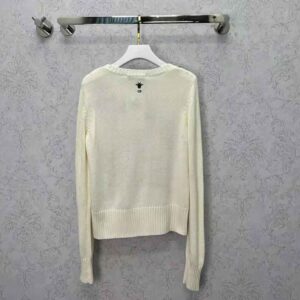 ÁO Dior Women Sweater White Cashmere with Multicolor Butterfly Motif