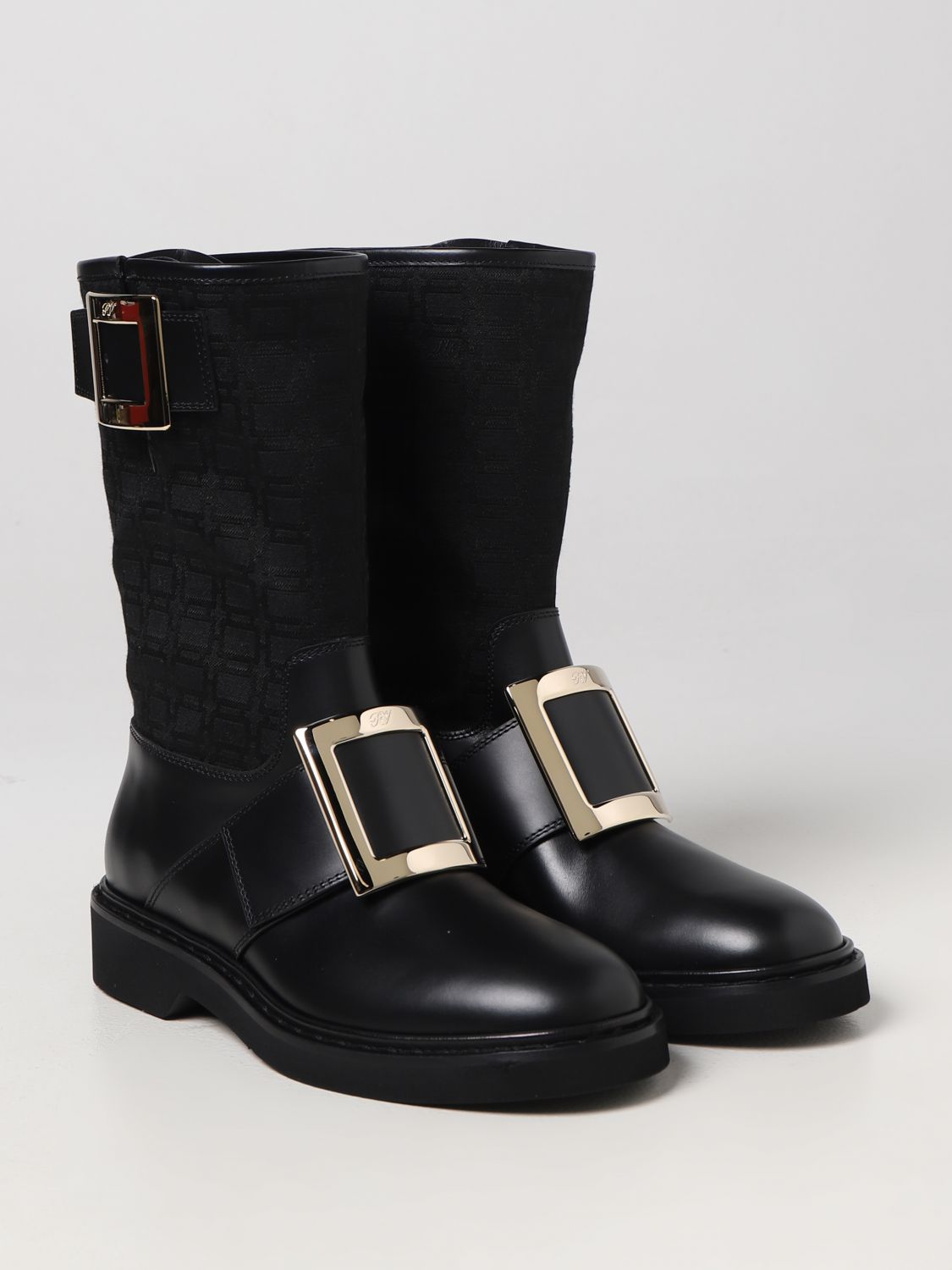 GIÀY ROGER VIVIER Black flat ankle boots shoes
