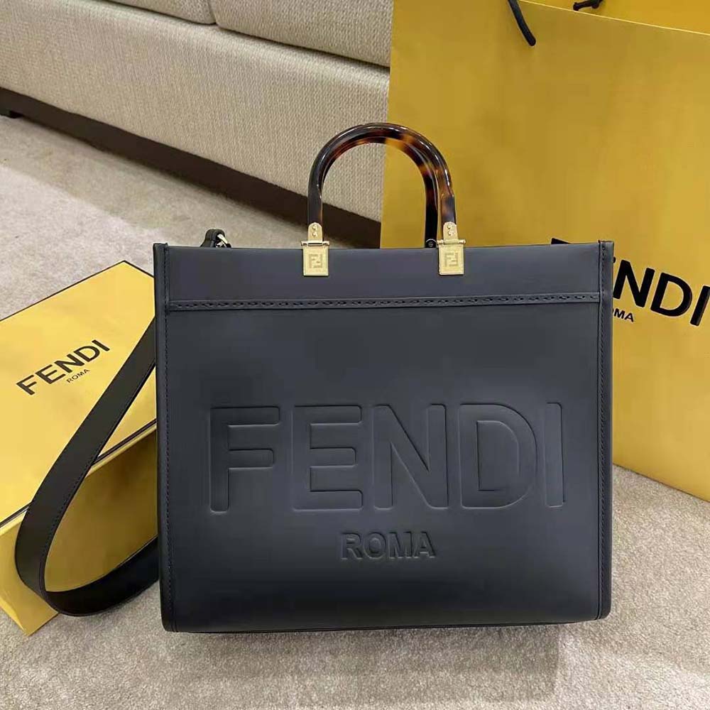 TÚI Fendi Women Sunshine Shopper Leather Shopper-Black