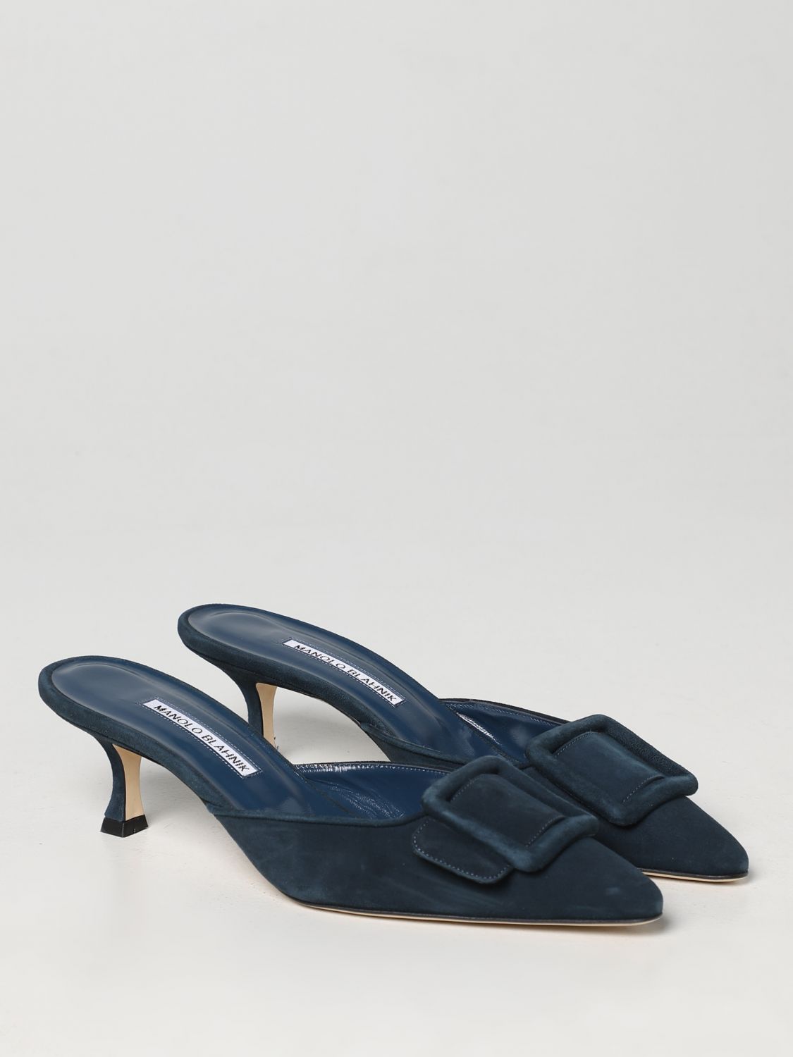 GIÀY MANOLO BLAHNIK Teal suede high heel shoes