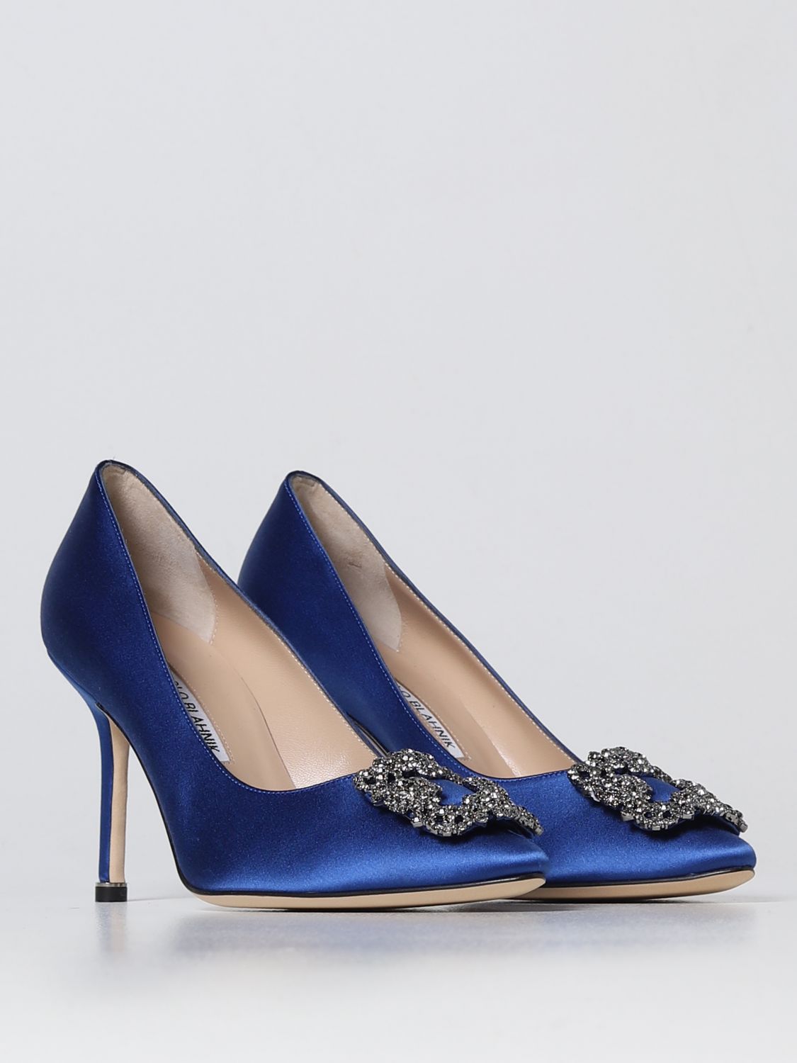 GIÀY MANOLO BLAHNIK Blue satin pumps shoes