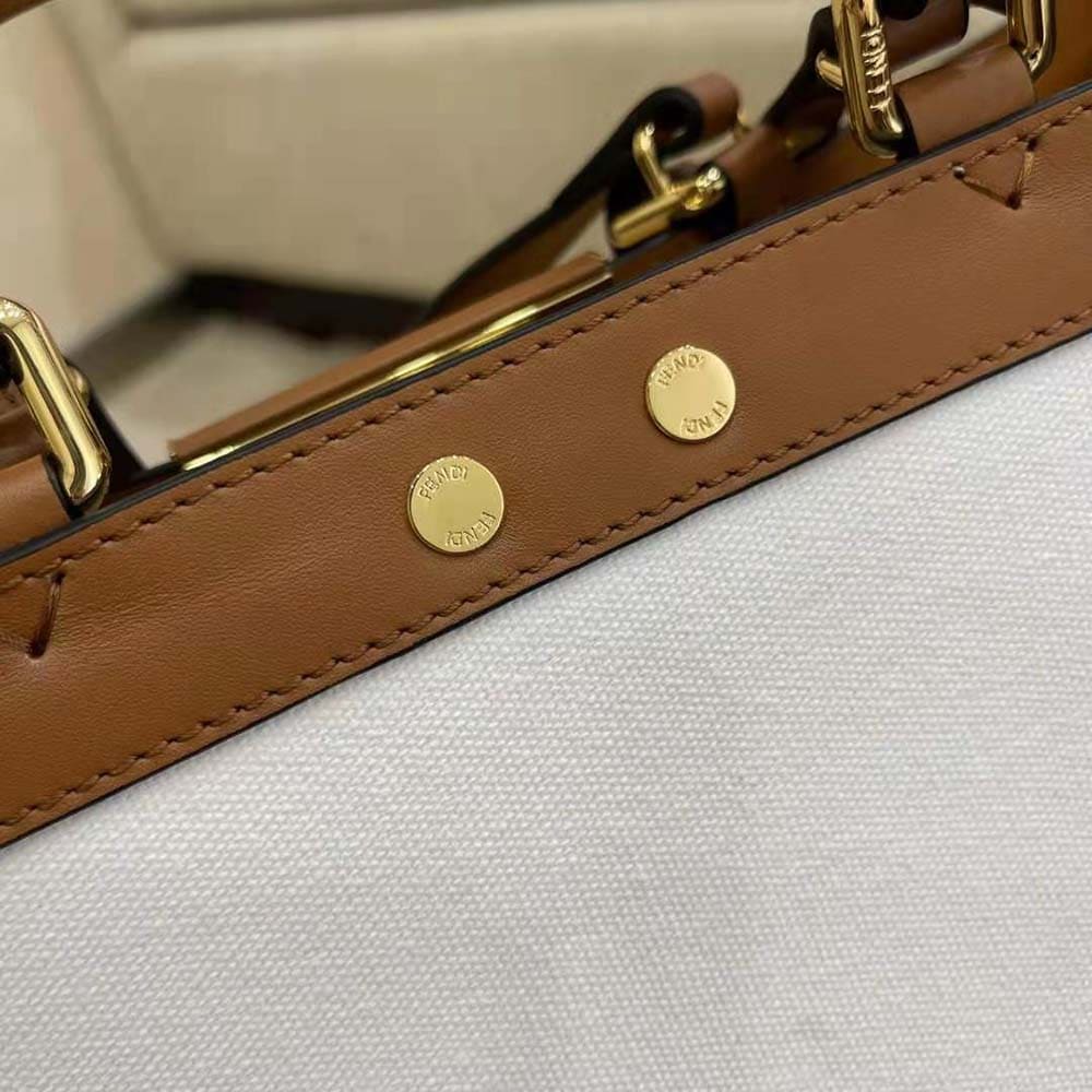 TÚI FENDI Women Peekaboo X-Tote Embroidered Canvas Bag-White