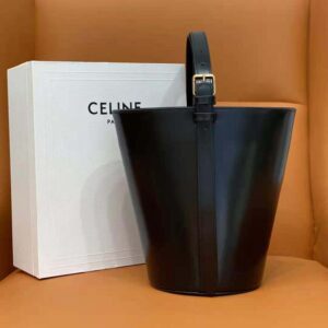 TÚI Celine Women Bucket Triomphe in Shiny Calfskin-Black