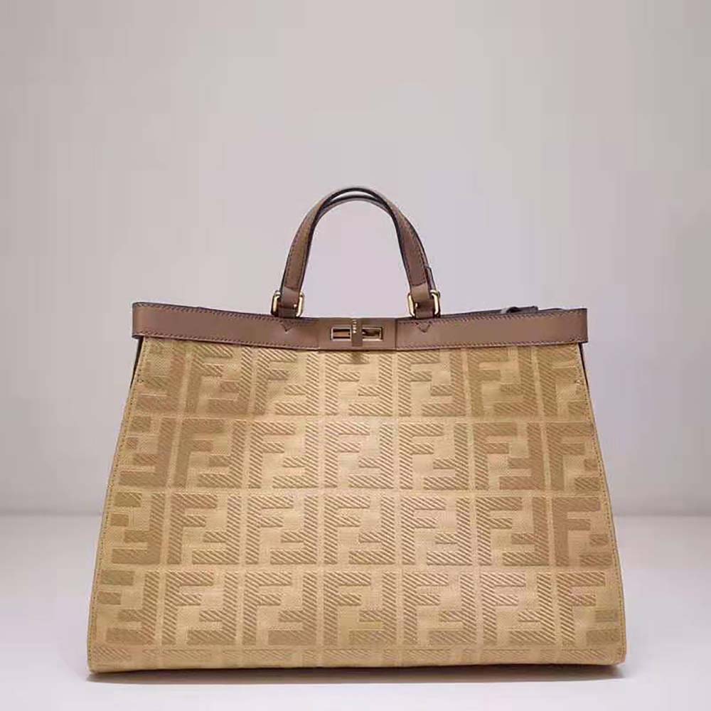 TÚI Fendi Peekaboo X-Tote Beige Canvas Bag