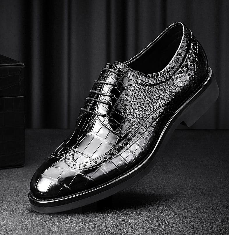 Giày da cá sấu cổ điển buộc dây giày Wingtip Brogues
