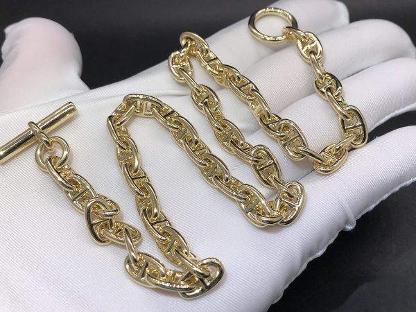 Vòng cổ Hermes Chaine D'Ancre vàng hồng 18K
