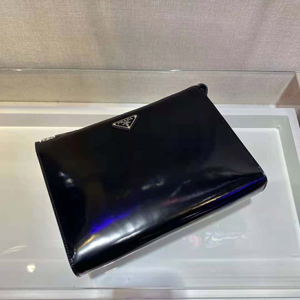 TÚI Prada Brushed Leather Pouch-Black