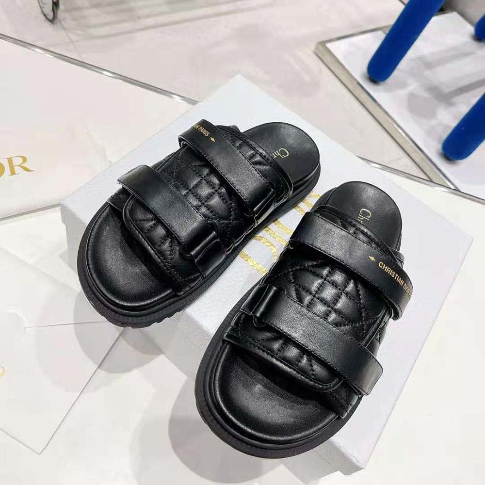 DÉP DIOR Dio(r)evolution Slide Black Quilted Cannage Calfskin
