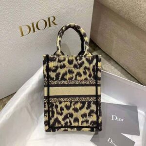 TÚI Dior Women Mini Dior Book Tote Phone Bag Beige Multicolor Mizza Embroidery