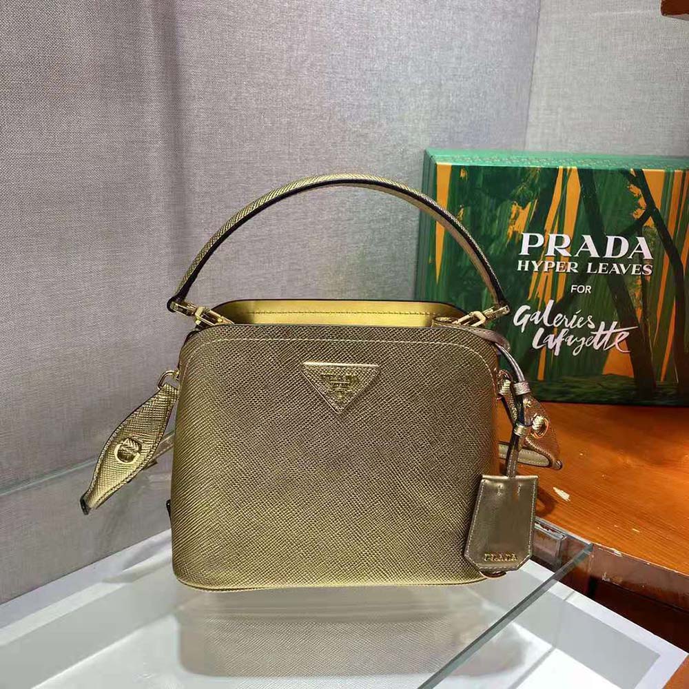 TÚI Prada Matinee Micro Saffiano Leather Bag-Gold