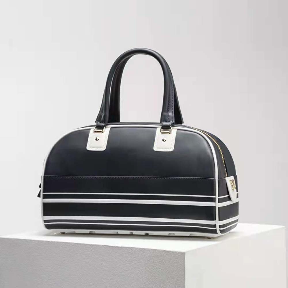 TÚI Dior Women Medium Dior Vibe Zip Bowling Bag Blue Smooth Calfskin