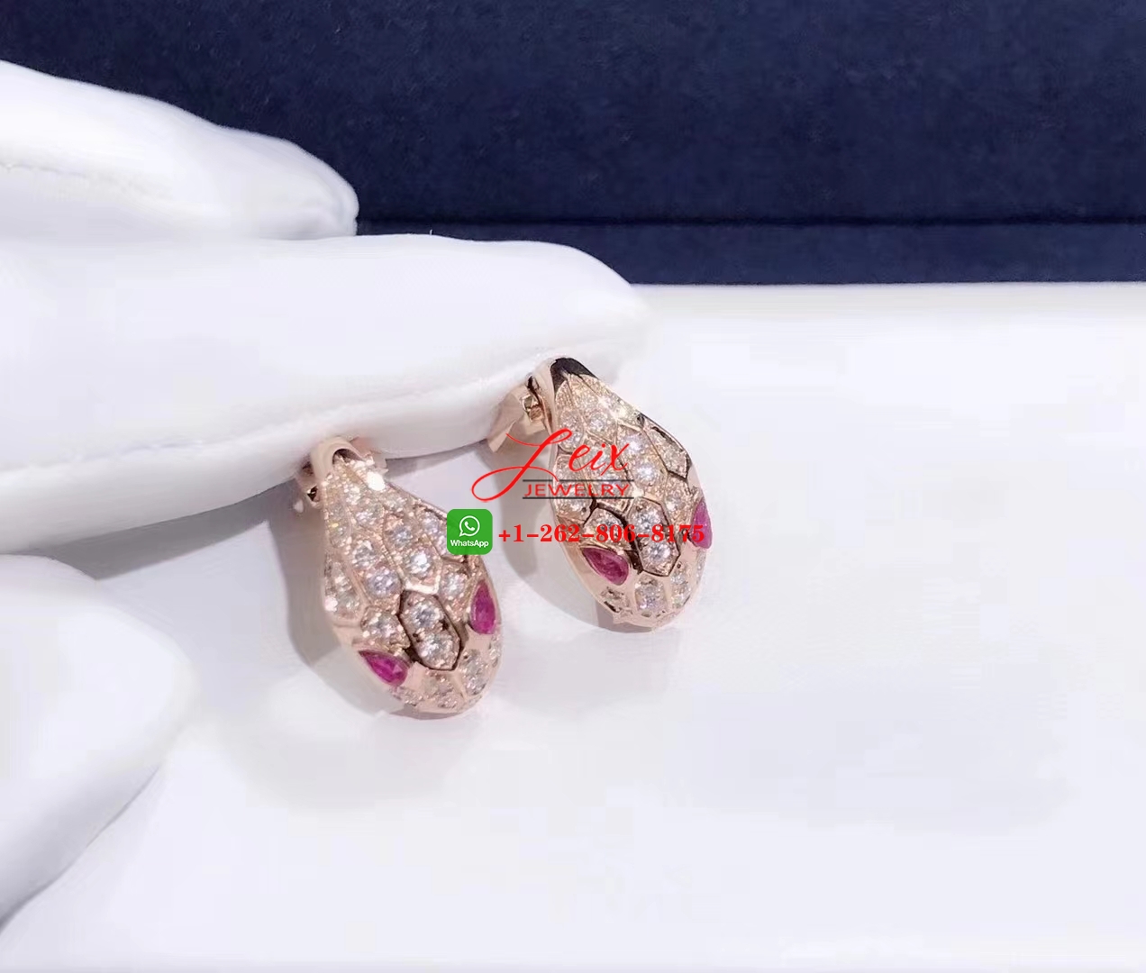 Bông tai BVLGARI Serpenti Rubellite và Kim cương vàng hồng 18K