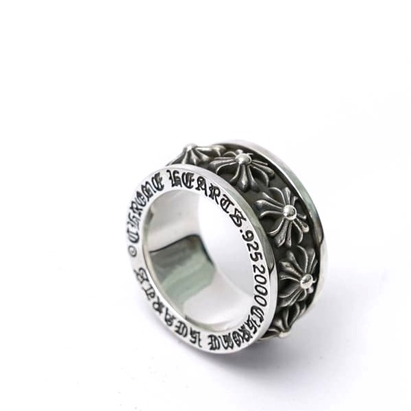 NHẪN CHROME HEARTS HOA VĂN HÌNH THÁNH GIÁ Bạc S925
