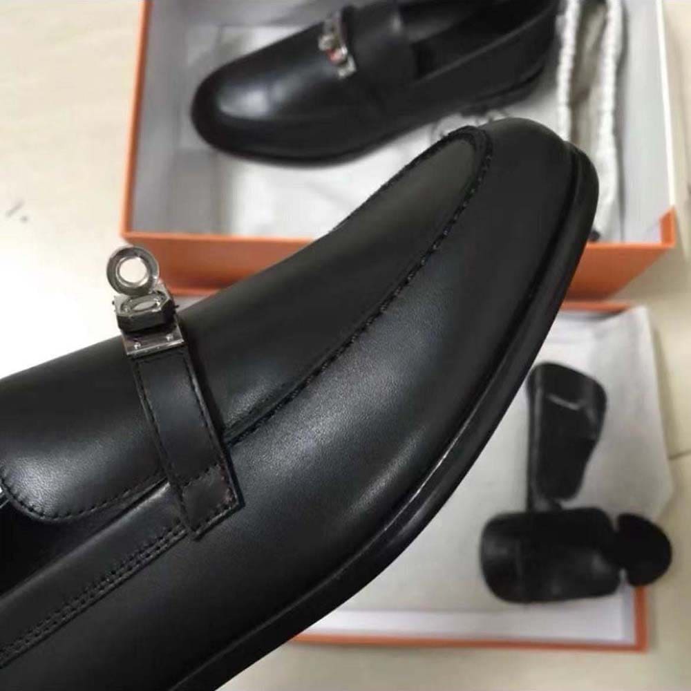 GIÀY HERMES Men Gregoire Loafer in Calfskin-Black TOP QUALITY SHOES AAA