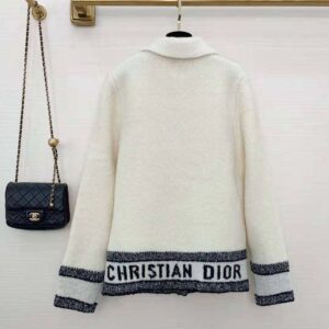 ÁO Dior Women Caro Jacket Ecru Technical Wool Fleece Knit
