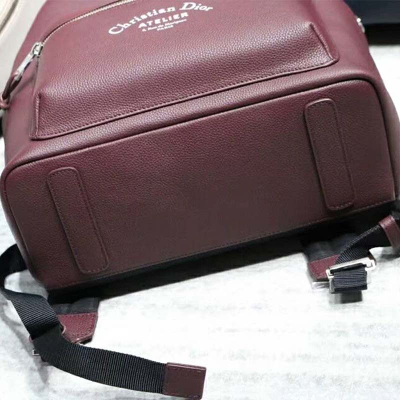 BALO Dior Rider Rucksack in Burgundy Grained Calfskin-Maroon