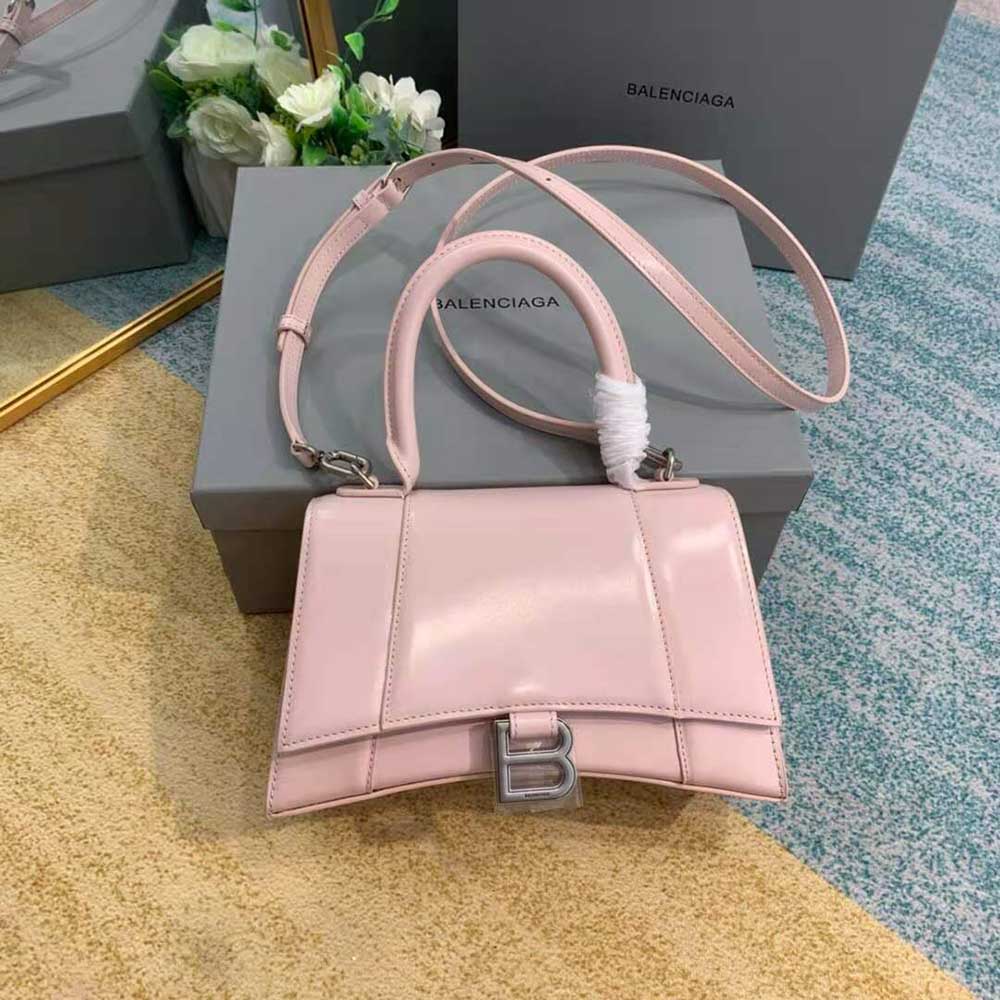 Hourglass leather crossbody bag Balenciaga Pink in Leather  16136420