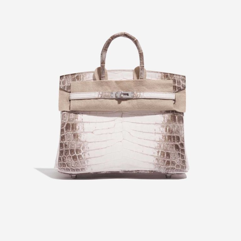 TÚI Hermès Birkin 25 Niloticus Crocodile Himalaya Blanc da cá sấu bạch tạng Himalayan Silver Buckle khóa trắng