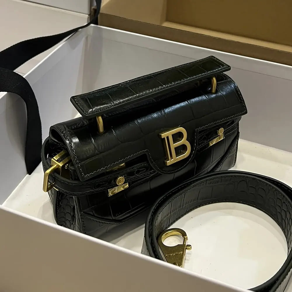 TÚI BALMAIN Women B-Buzz 19 Bag in Crocodile-print Leather