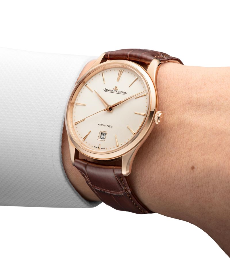 Đồng hồ Jaeger-LeCoultre Rose Gold Master Ultra Thin Date Watch 39mm mặt số màu trắng