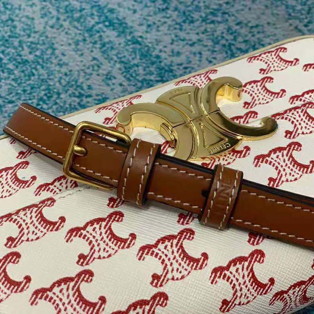 TÚI Celine Women Triomphe Shoulder Bag in Triomphe Canvas and Calfskin