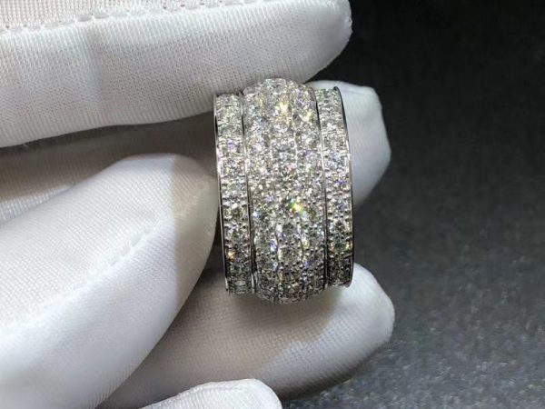 Nhẫn Cartier Nigeria full kim cương vàng trắng 18K