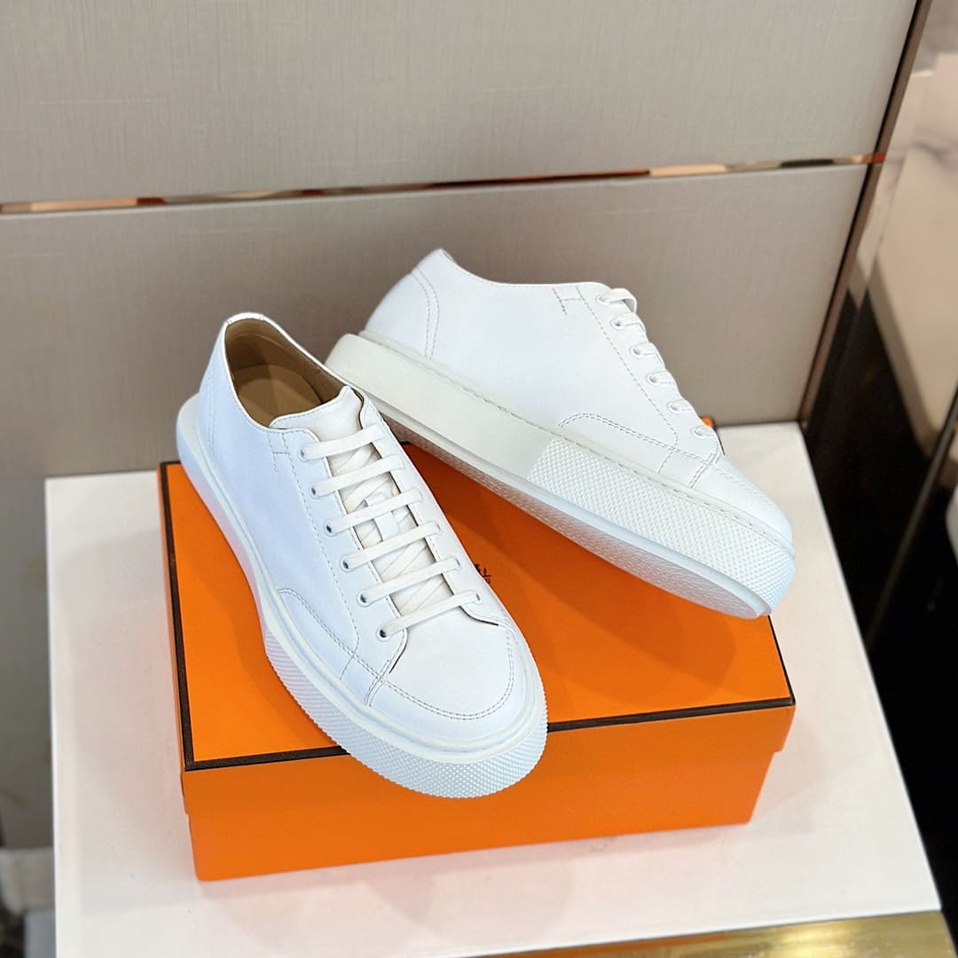 GIÀY HERMES SNEAKER LOW SPORTS CALFSKIN WHITE