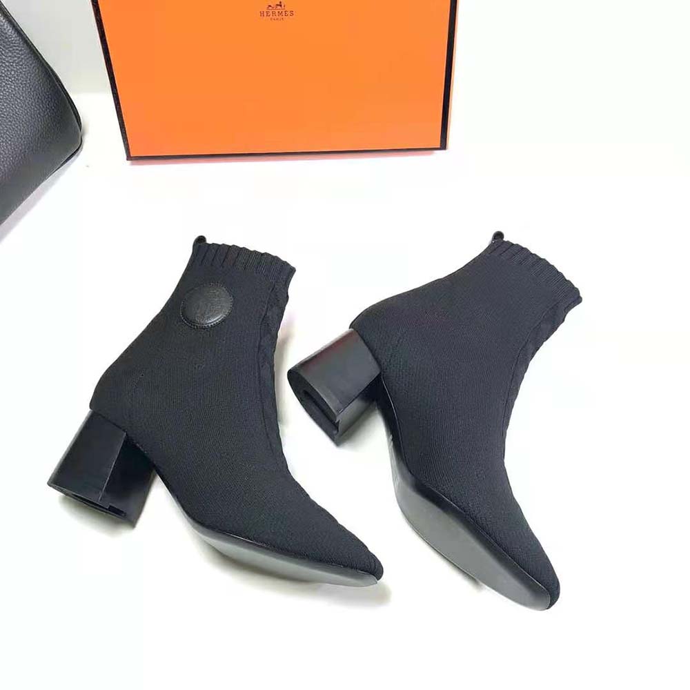 Giày Hermes Women Volver 60 Ankle Boot in 7cm Heel Height-Black