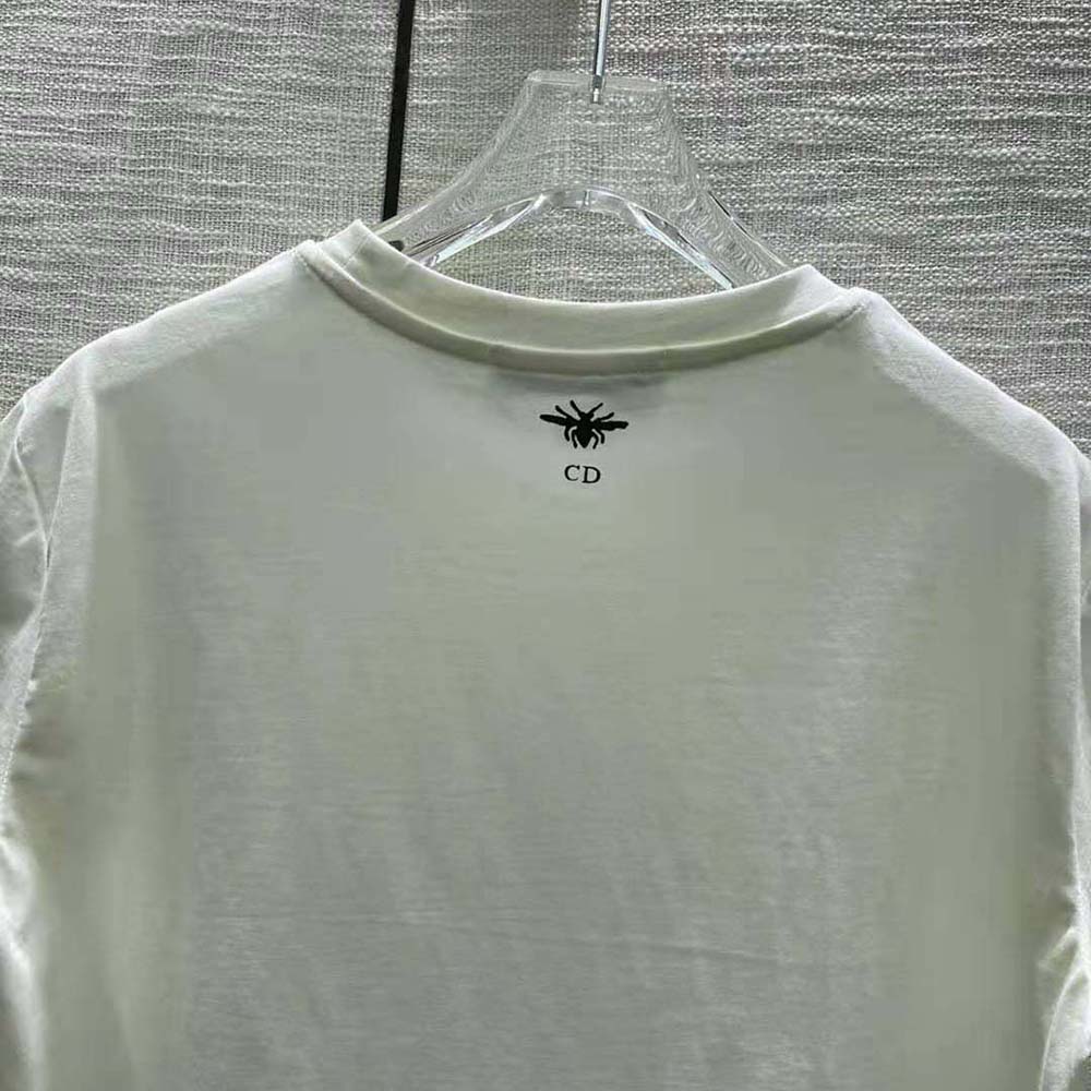 ÁO Dior ‘C’Est Non Non Non Et Non’ T-shirt Ecru Cotton Jersey and Linen