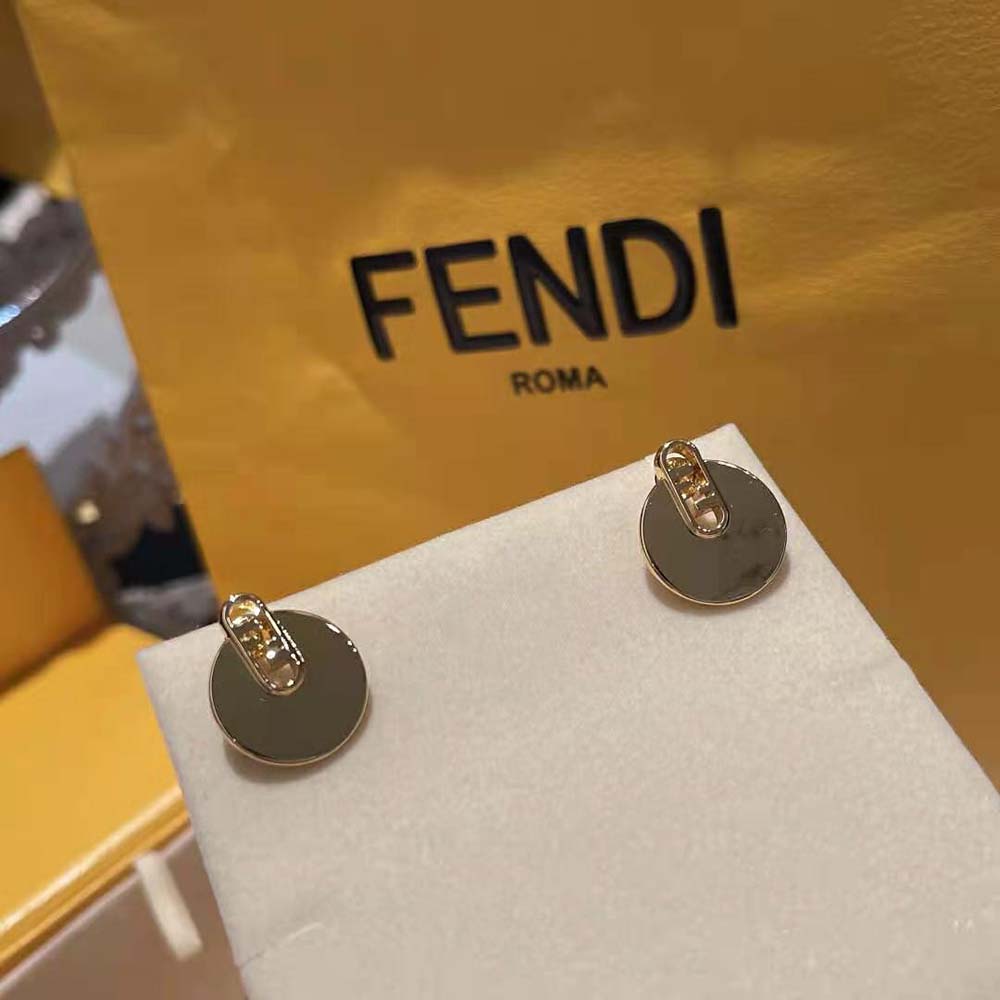 BÔNG TAI Fendi Women O Lock Earrings Gold Colored