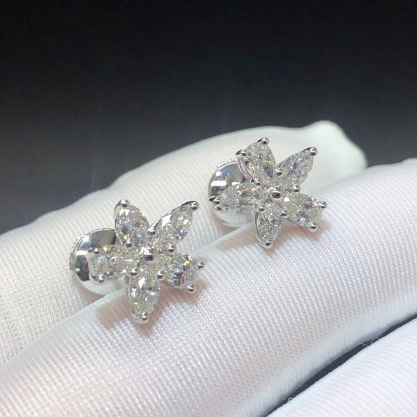 Bông tai Tiffany & Co. Victoria Mixed Cluster vàng trắng 18K