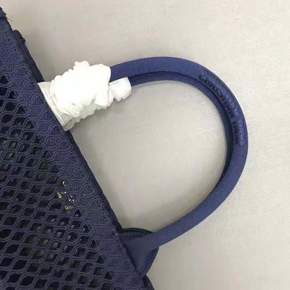 TÚI Dior Women Small Dior Book Tote Blue Mesh Embroidery