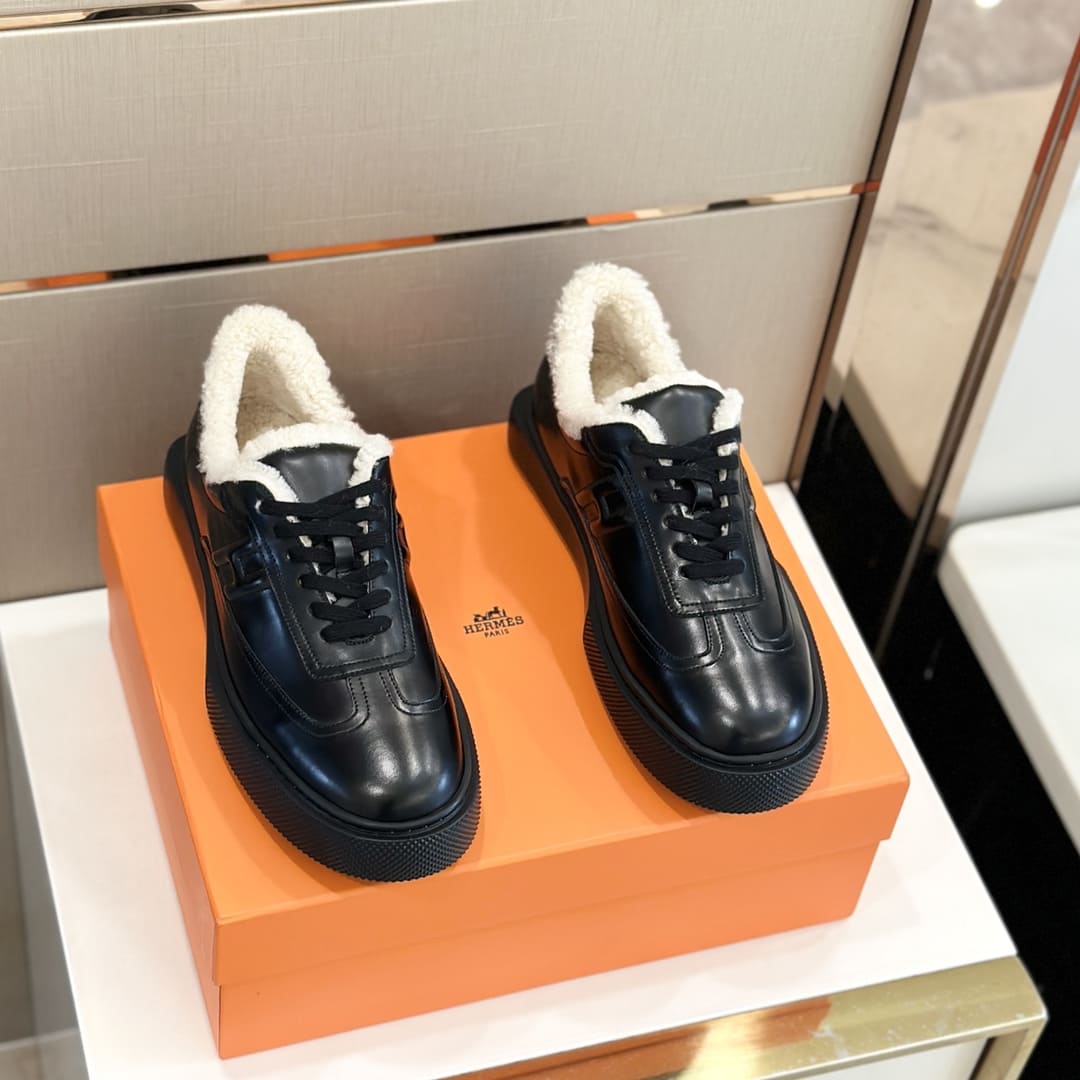 GIÀY HERMES SNEAKER LOW SPORTS CAFLSIN FUR BLACK