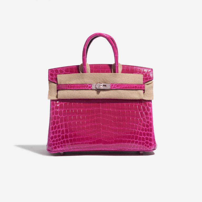 TÚI Hermès Birkin 25 Niloticus Crocodile Rose Pourpre Silver Buckle khóa trắng