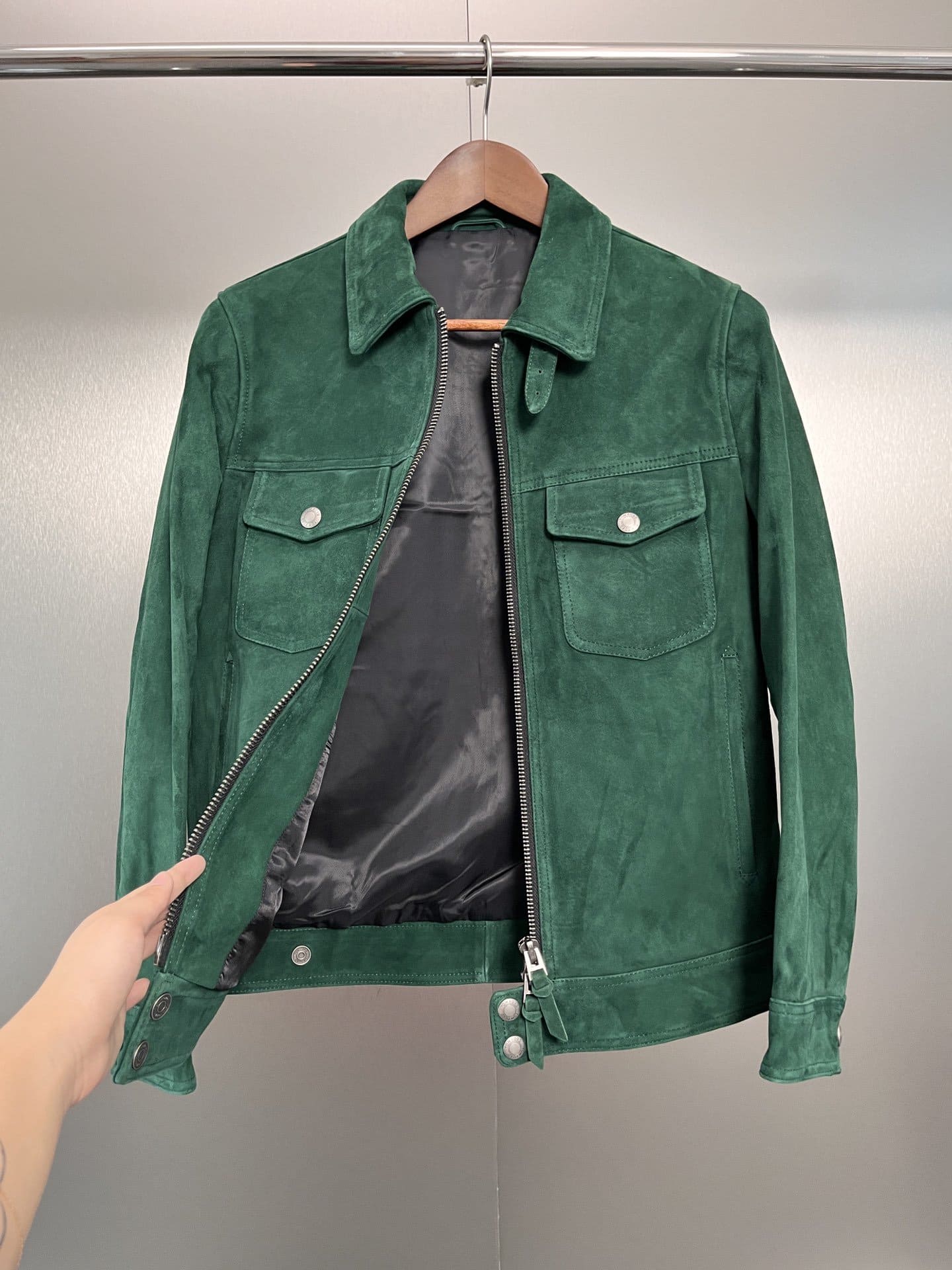 ÁO TOM FORD GREEN SUEDE LEATHER JACKET