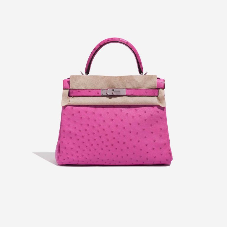 TÚI Hermès Kelly 28 Ostrich Fuchsia Silver Buckle khóa trắng da đà điểu