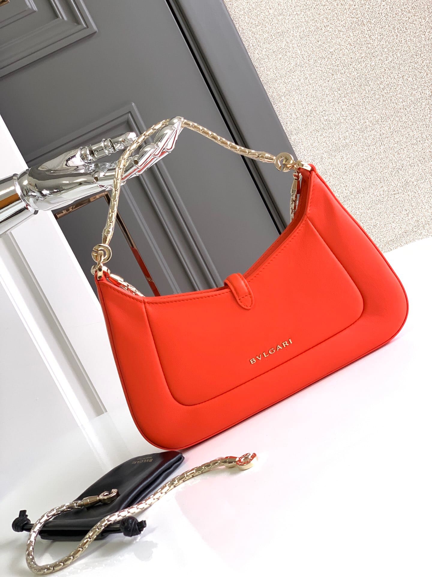 TÚI BVLGARI SERPENTI CALFSKIN ORANGE