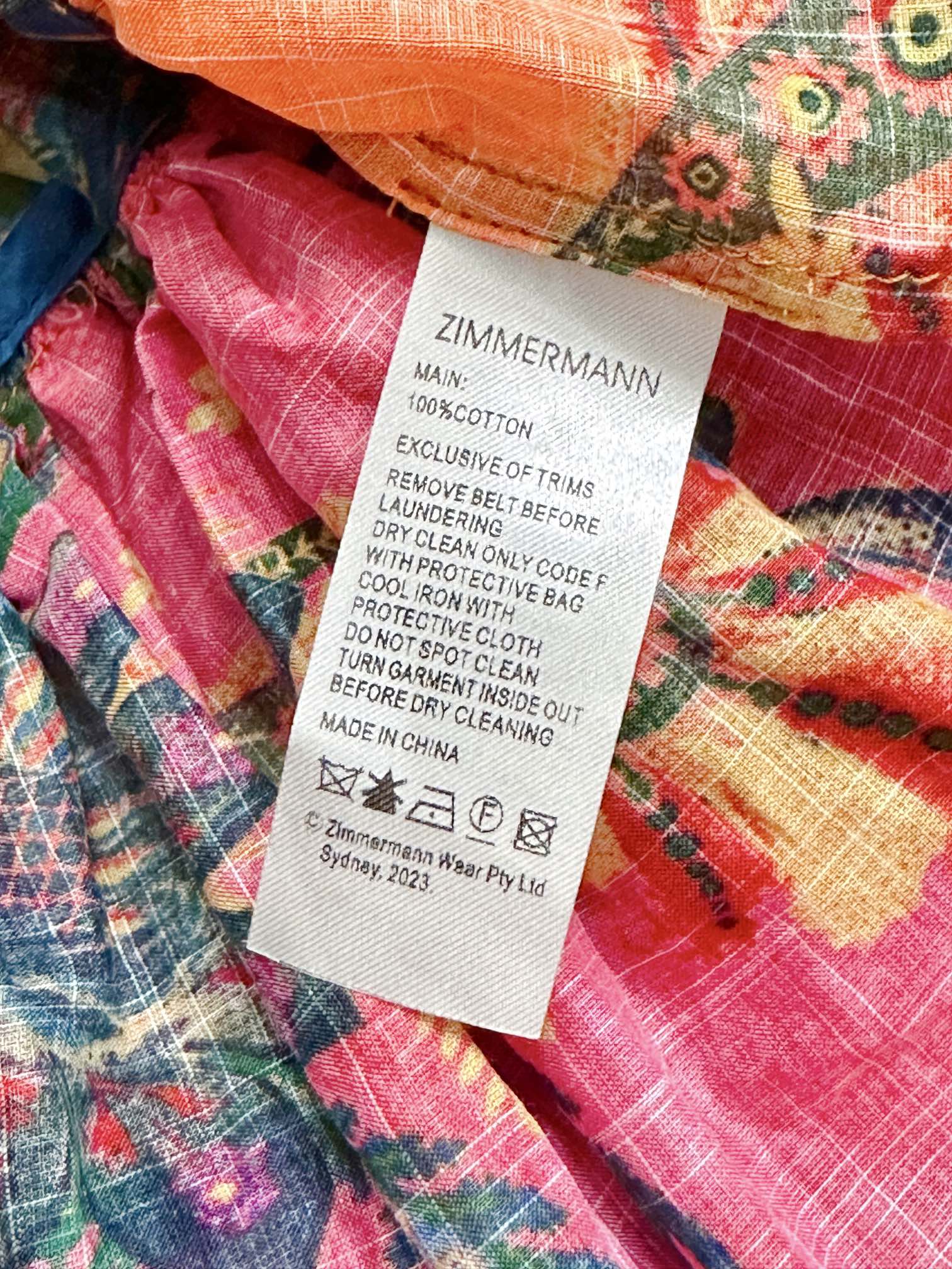 VÁY ZIMMERMANN Colorful Flower Vintage Dress Dài Tay