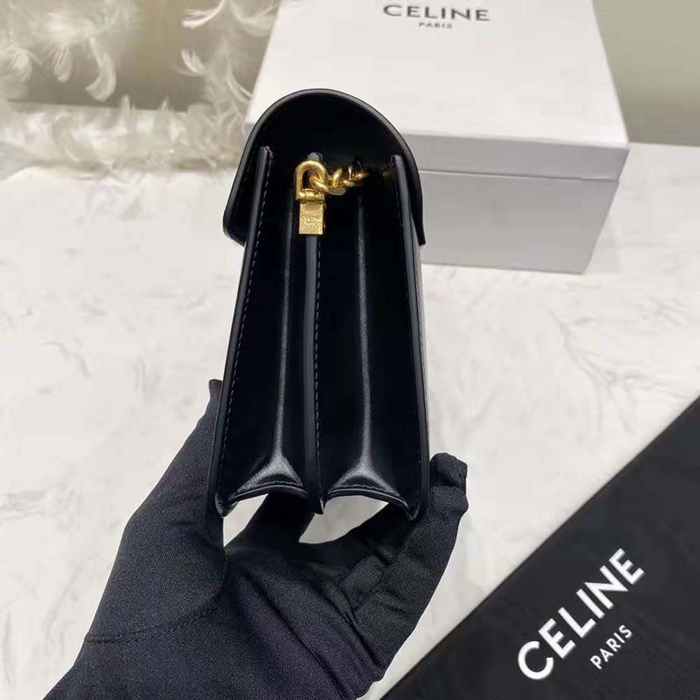 TÚI Celine Women Chain Bag 16 in Satinated Calfskin-Black