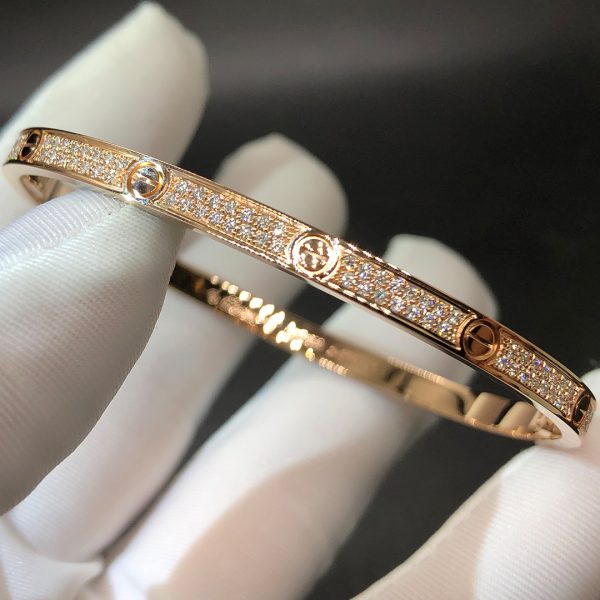 Vòng tay Cartier Love 177 Viên Kim Cương Mẫu Nhỏ vàng hồng 18K