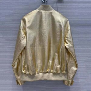 ÁO Celine Metallic Lambskin Jacket with Triomphe Ball-Gold