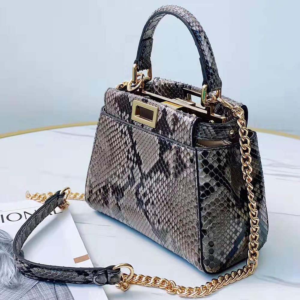 TÚI Fendi Women Peekaboo Iconic Mini Gray Python Bag