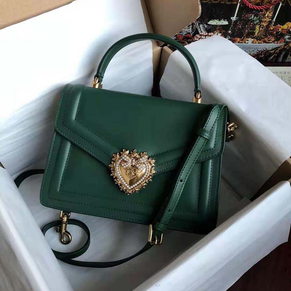 TÚI Dolce Gabbana D&G Women Small Smooth Calfskin Devotion Bag-Green