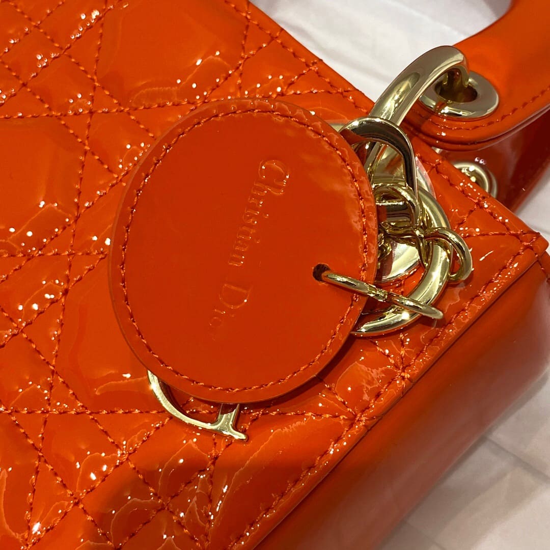 TÚI CHRISTIAN DIOR Lady Dior Bag Orange Cannage Lambskin