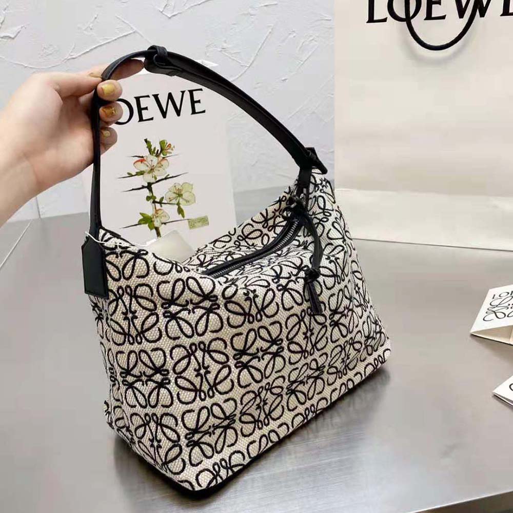 TÚI Loewe Cubi Bag in Anagram Jacquard and Calfskin