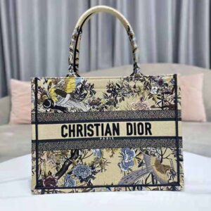 TÚI Dior Women Medium Dior Book Tote Beige Multicolor Dior Jardin d’Hiver Embroidery