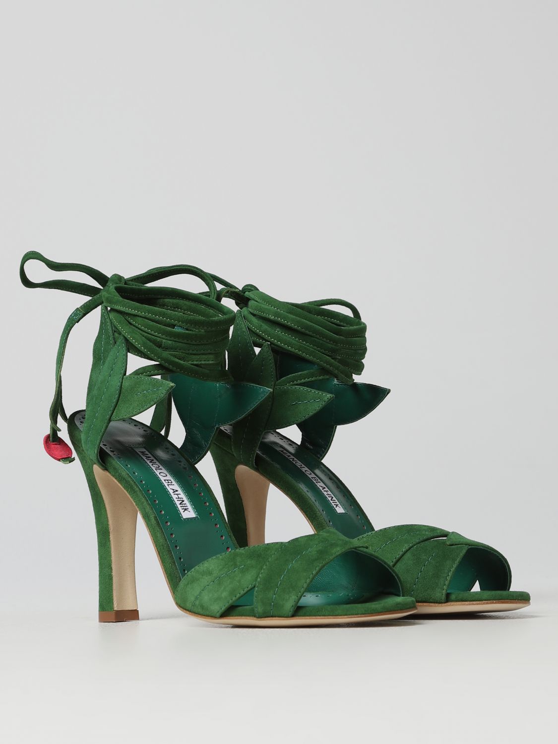 GIÀY MANOLO BLAHNIK Green suede high heel shoes