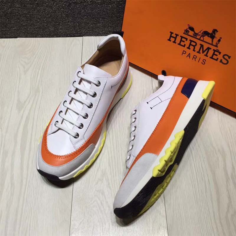 GIÀY Hermes Shoes Stadium Sneaker White Sole-Orange SS2022