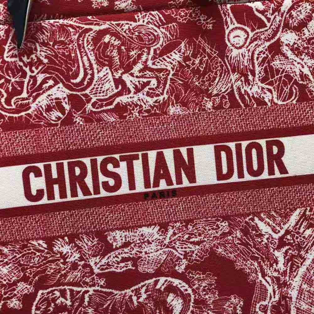 TÚI Dior Women Small Dior Book Tote Raspberry Toile de Jouy Reverse Embroidery